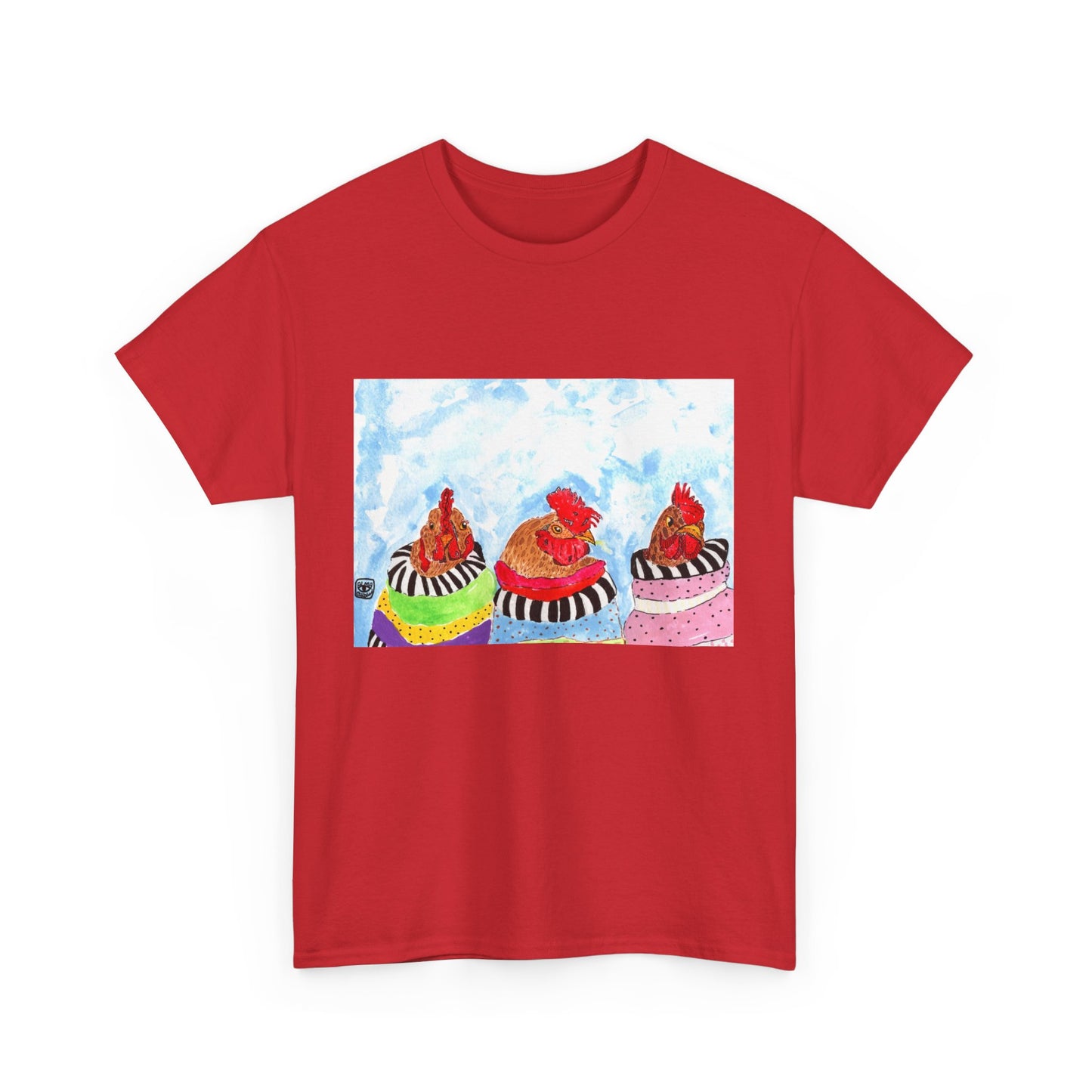 Happy Chickens Unisex Heavy Cotton Tee - Unique Graphic Design for Creative Souls