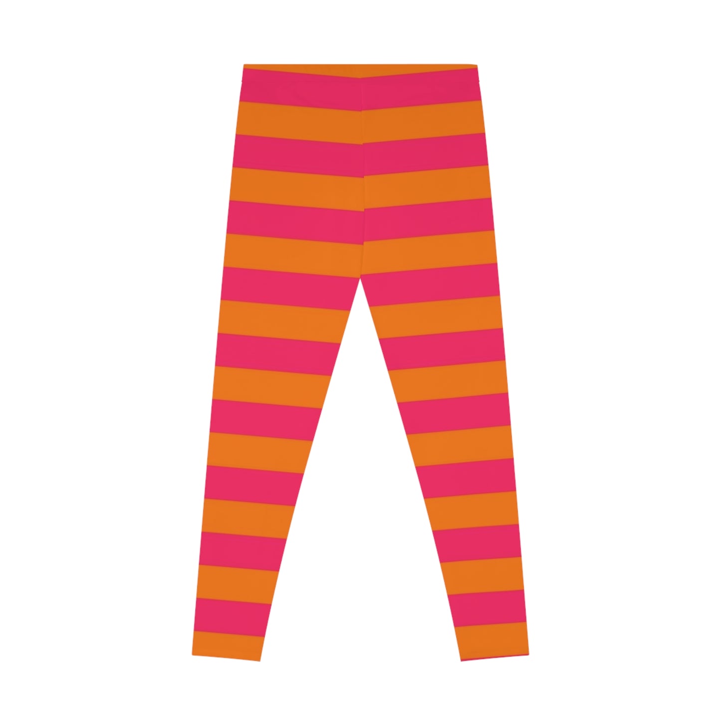 Striped Pink & Orange Leggings — Bright Striped Athletic Leggings