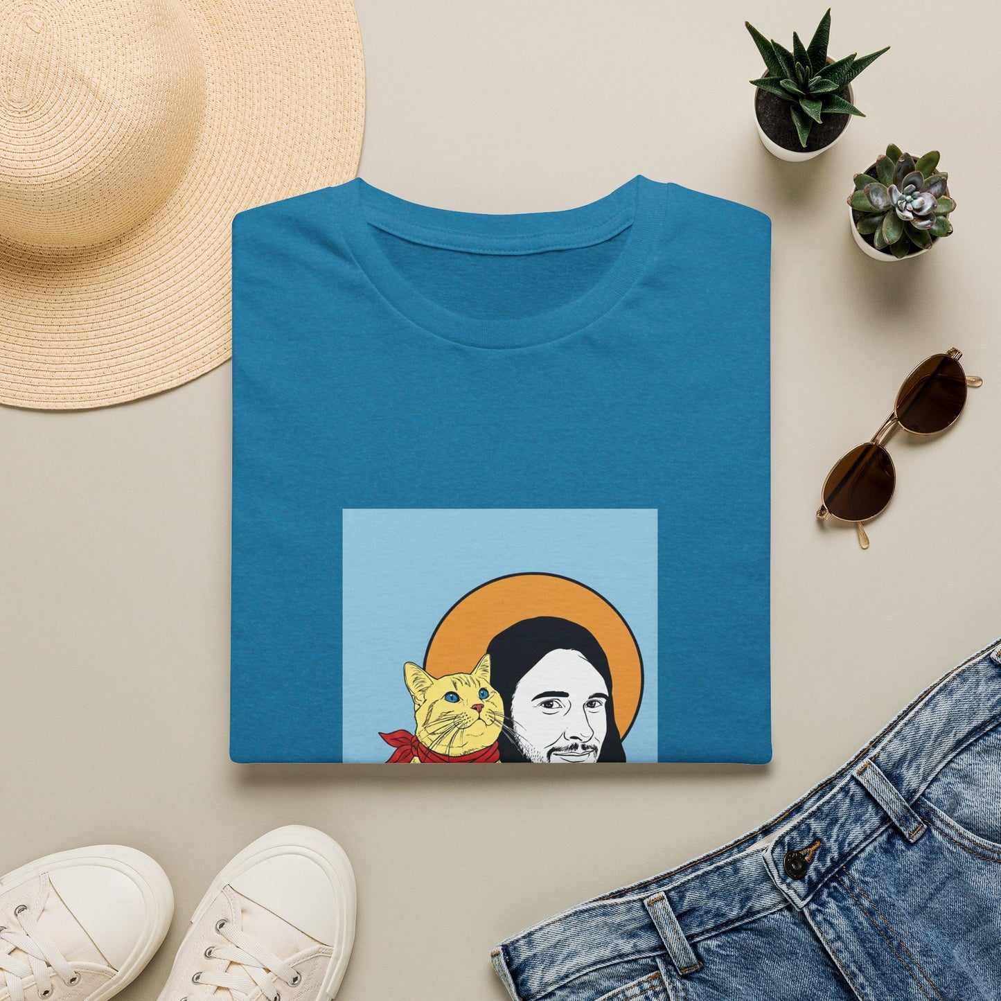 Jesus and his Cat Unisex Softstyle T-Shirt