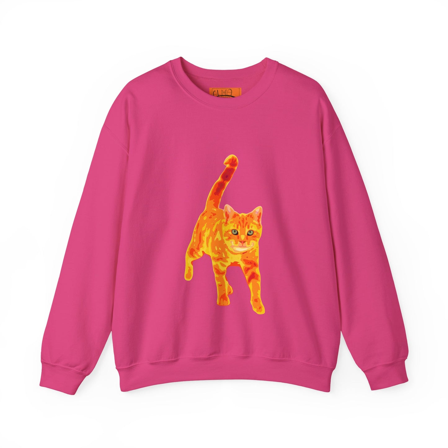 Cat Crewneck Sweatshirt — Orange Tabby Walking Graphic