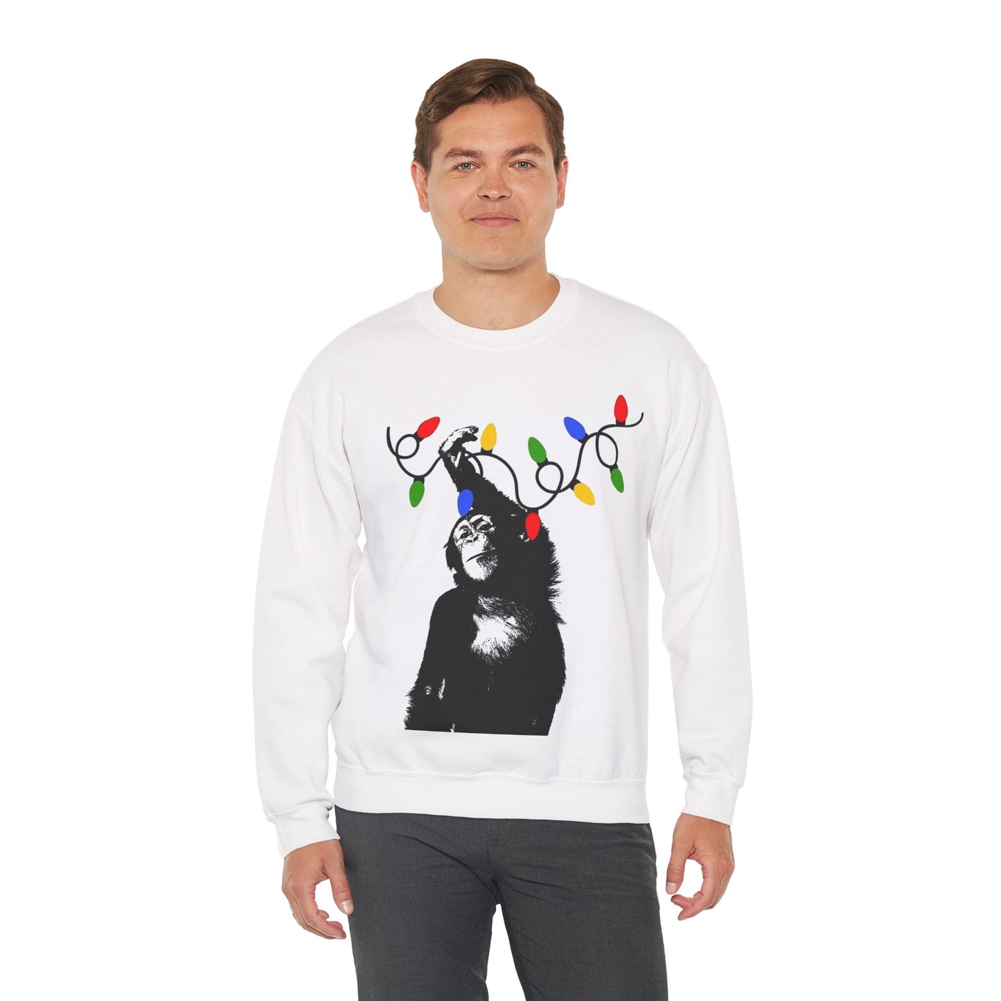 Playful Monkey Christmas Sweatshirt, Unisex Crewneck, Animal Lover Gift, Fun Cozy Apparel, Christmas Warmth, Unique Casual Wear