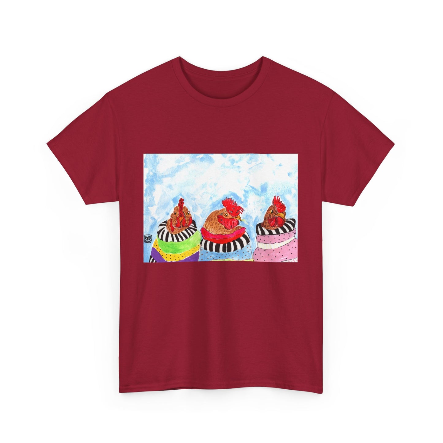 Happy Chickens Unisex Heavy Cotton Tee - Unique Graphic Design for Creative Souls