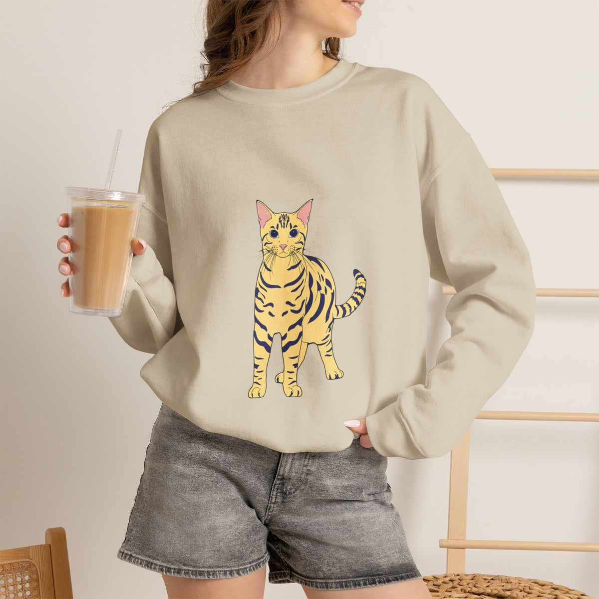 Bengal Cat cartoon Unisex Heavy Blend™ Crewneck Sweatshirt