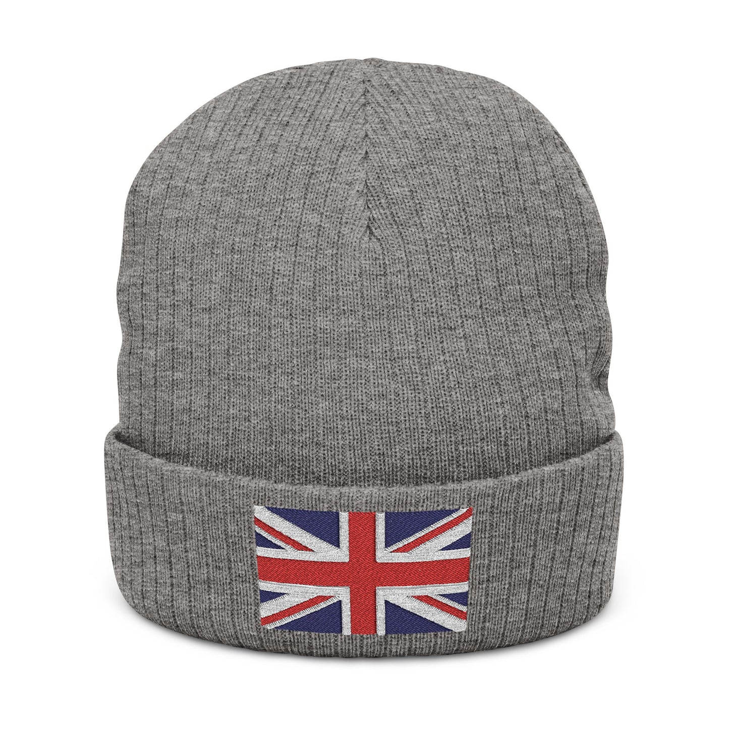 Embroidered English Flag Ribbed Knit Beanie, Personalized Beanie, Winter Hat, Trendy Headwear, Gift for Him, Her, Fashion Accessory