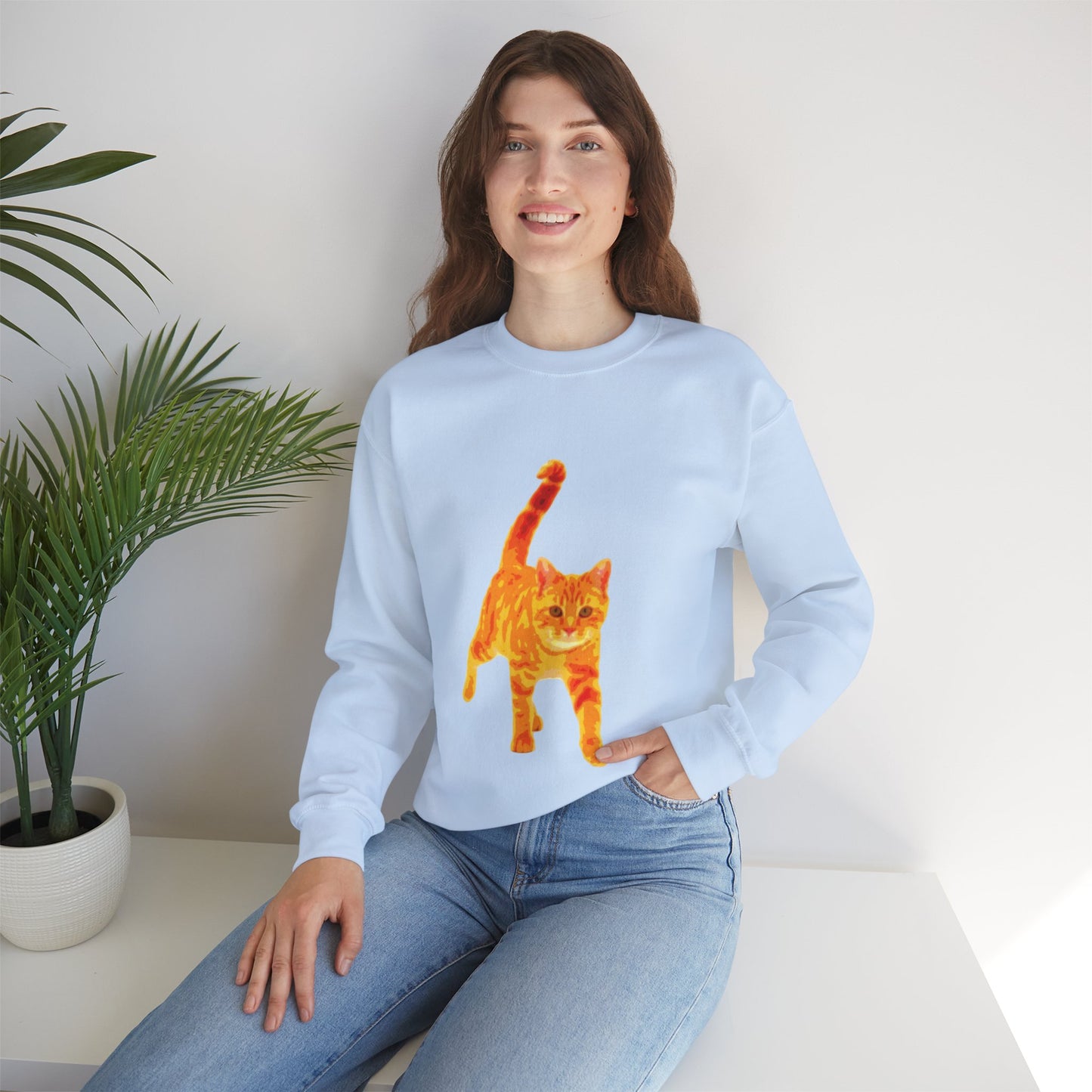 Cat Lover's Cozy Crewneck Sweatshirt - Perfect Gift for Pet Owners, Animal Lovers, Casual Wear, Birthdays, Cat-Themed Apparel