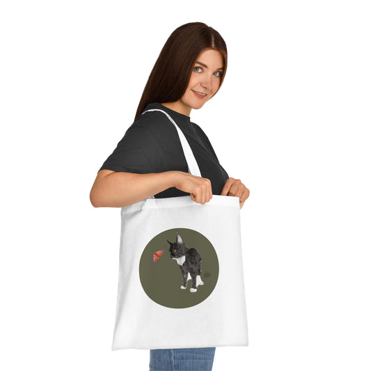 Cat and Butterfly Cotton Tote Bag, Eco-Friendly Shopping Tote, Cute Pet Lover Gift, Animal Lover Tote, Reusable Grocery Bag