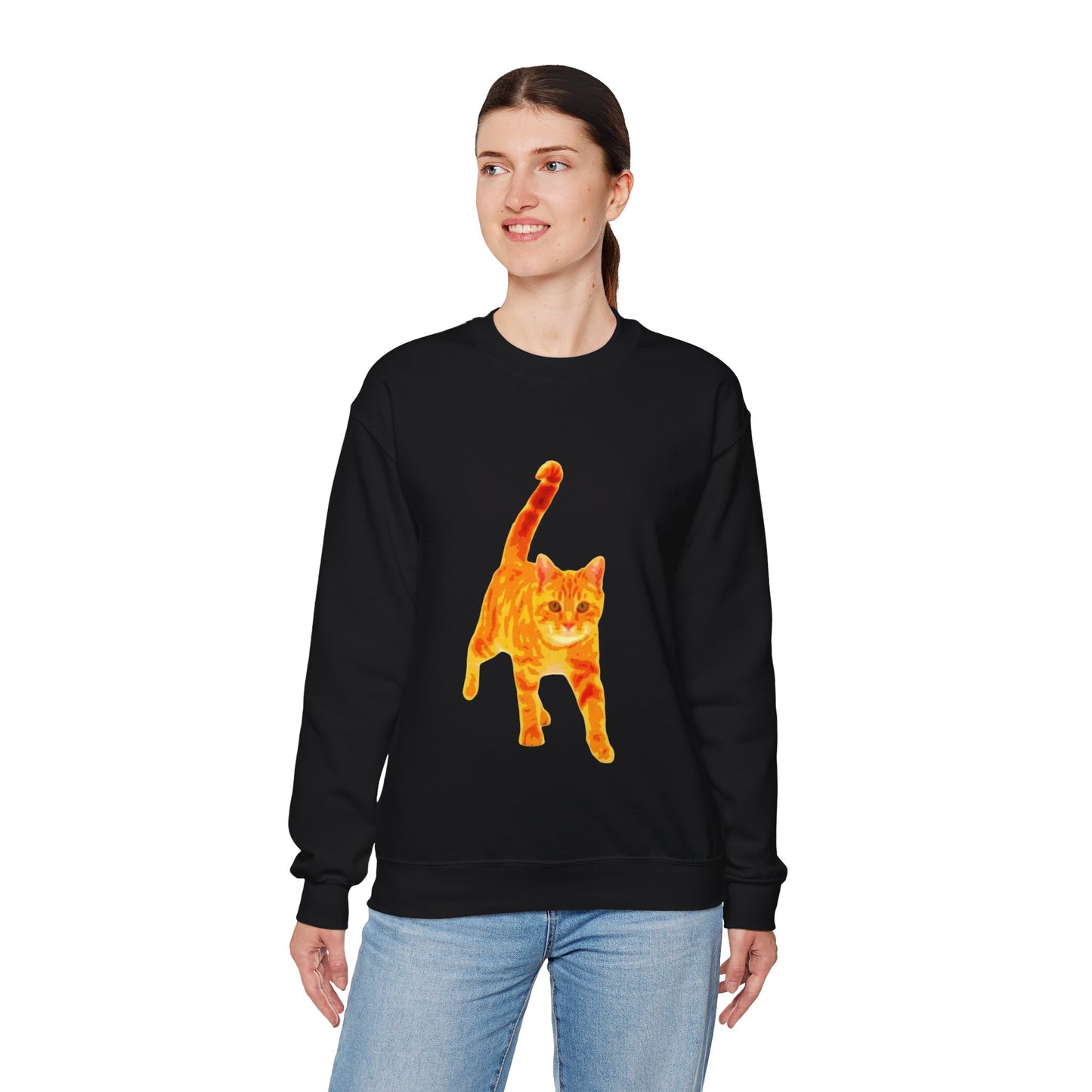 Cat Lover's Cozy Crewneck Sweatshirt - Perfect Gift for Pet Owners, Animal Lovers, Casual Wear, Birthdays, Cat-Themed Apparel