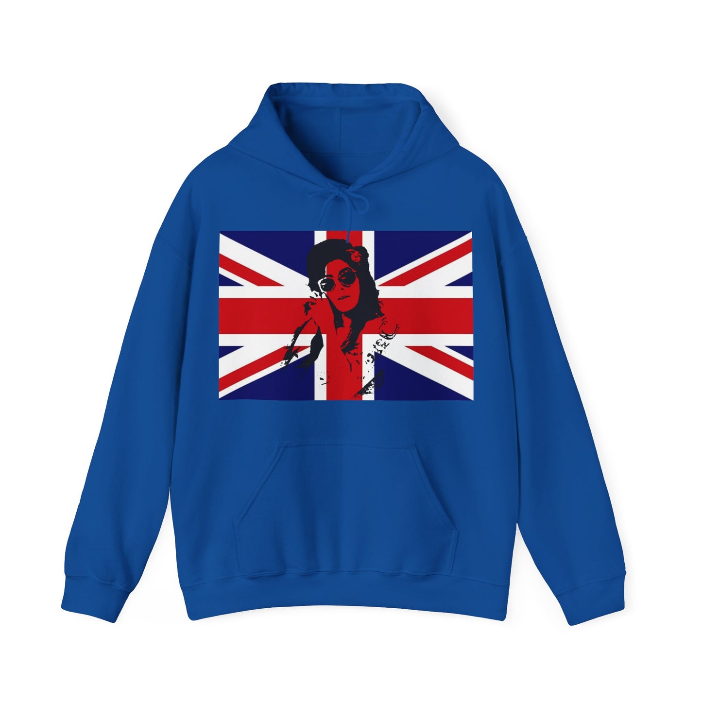 Amy Winehouse Union Jack Retro Hoodie | Vintage British Sweatshirt, Cozy Gift for Music Lovers, Perfect for Festivals and Casual Wear