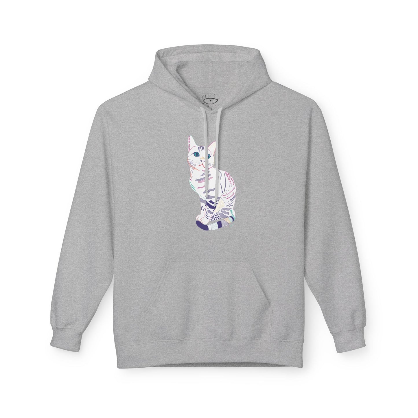 White Cat Hoodie – Pastel Striped Kitten Pullover