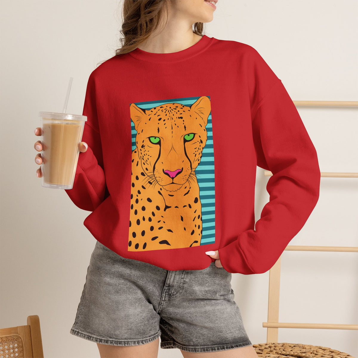 Bright leopard Unisex Heavy Blend™ Crewneck Sweatshirt