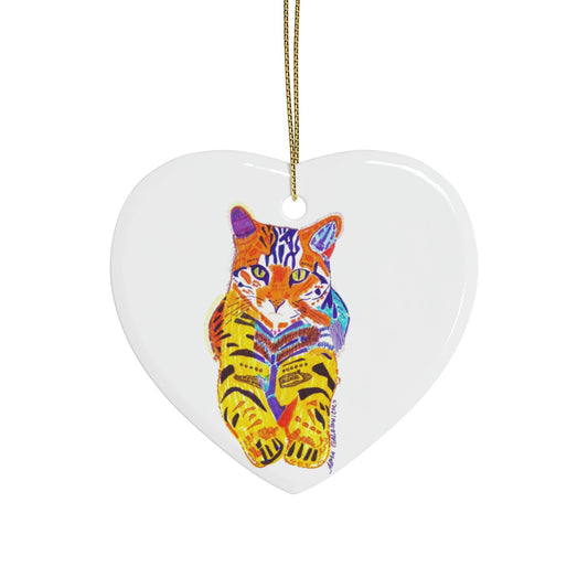 Colorful Cat Ceramic Ornaments – Heart-Shaped Decorations for Pet Lovers