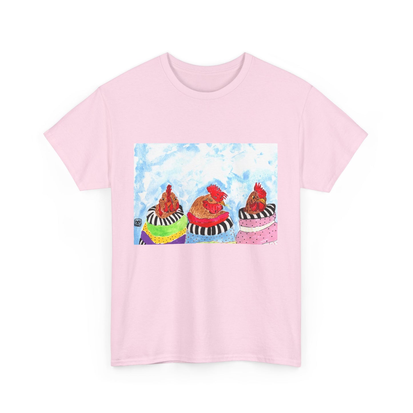 Happy Chickens Unisex Heavy Cotton Tee - Unique Graphic Design for Creative Souls