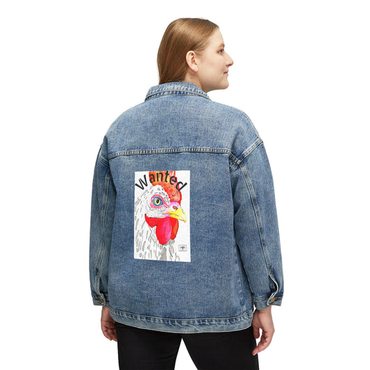 Stylish Women’s Denim Jacket with ‘Wanted’ Graphic Design