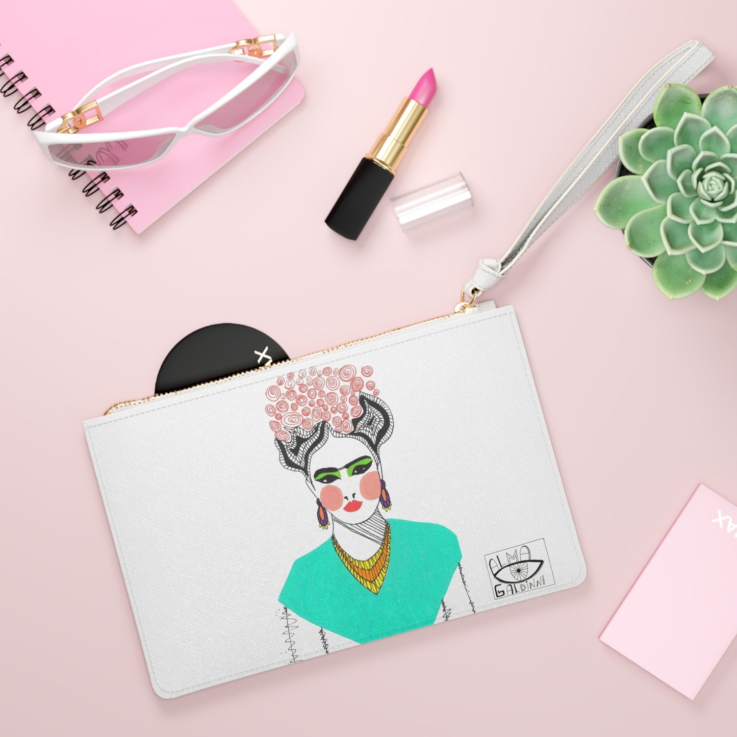 Frida Kahlo Clutch Bag, Artistic Pouch, Bohemian Accessories, Unique Gift for Her, Statement Fashion