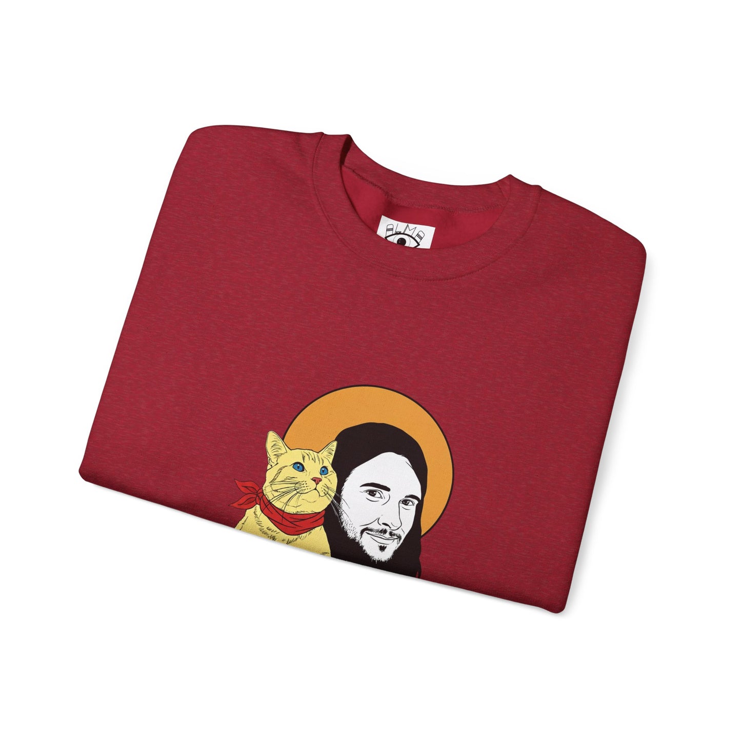 Jesus and cat Unisex Heavy Blend™ Crewneck Sweatshirt