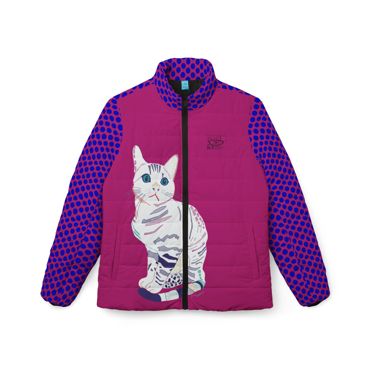 Chic Women’s Puffer Jacket with Cat Design - Modern and Cozy Outerwear for All Seasons