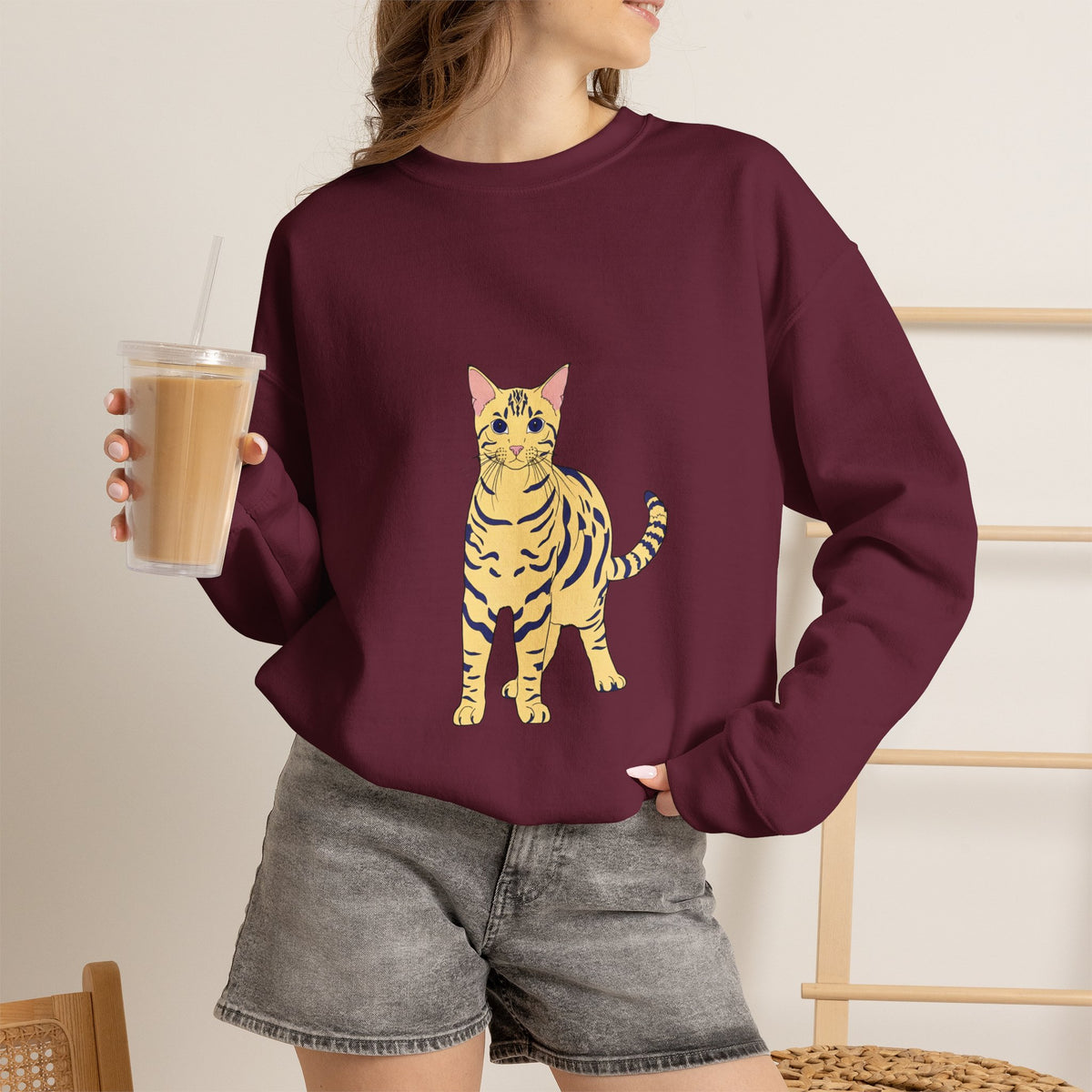 Bengal Cat cartoon Unisex Heavy Blend™ Crewneck Sweatshirt