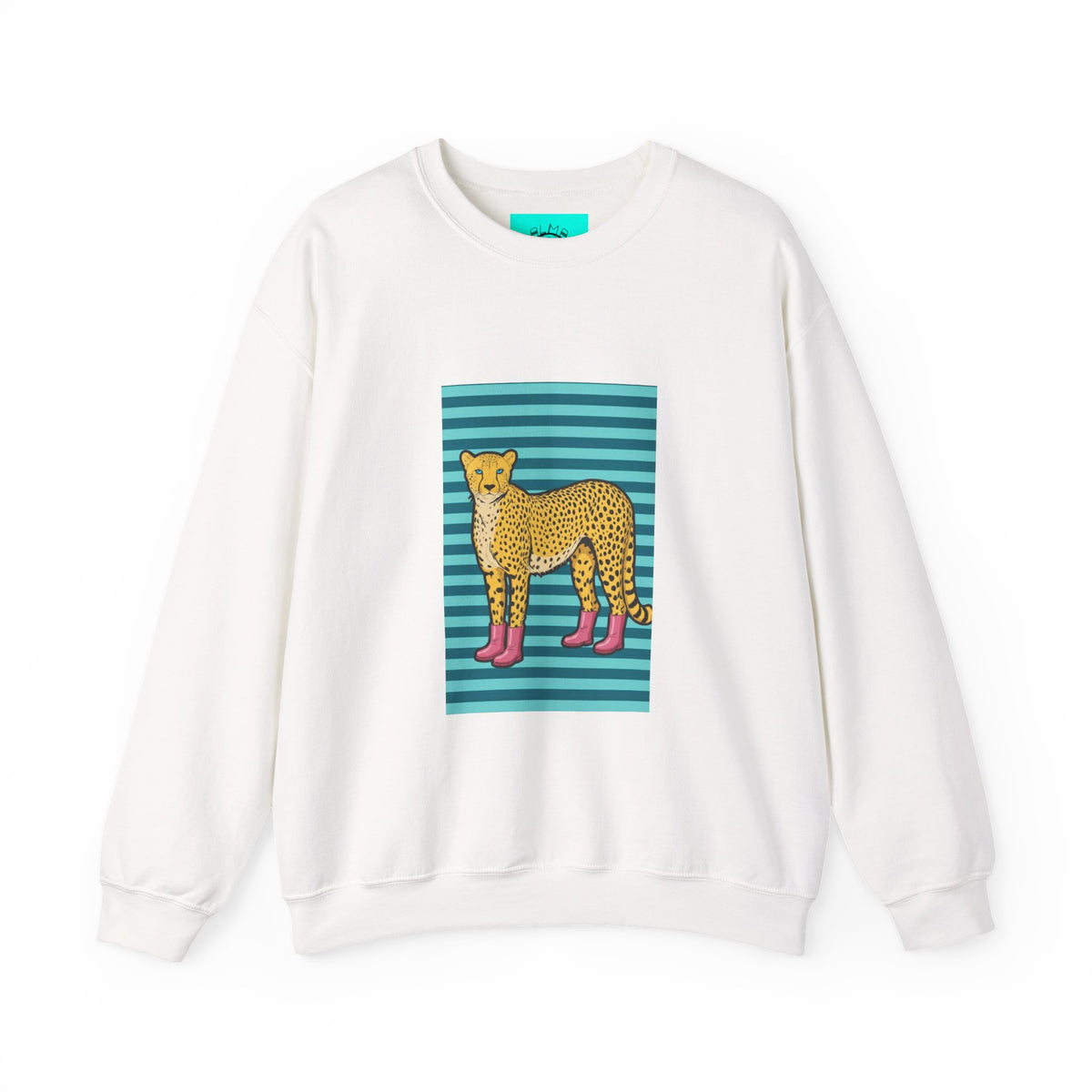 Cheetah in pink boots Unisex Heavy Blend™ Crewneck Sweatshirt
