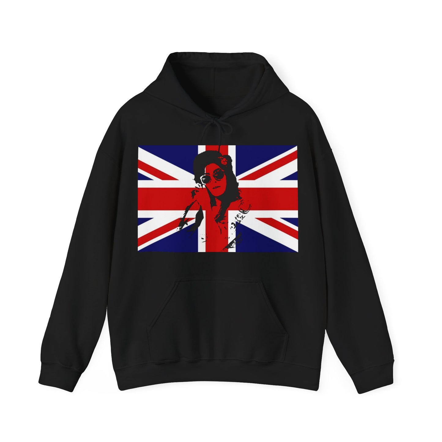 Amy Winehouse Union Jack Retro Hoodie | Vintage British Sweatshirt, Cozy Gift for Music Lovers, Perfect for Festivals and Casual Wear