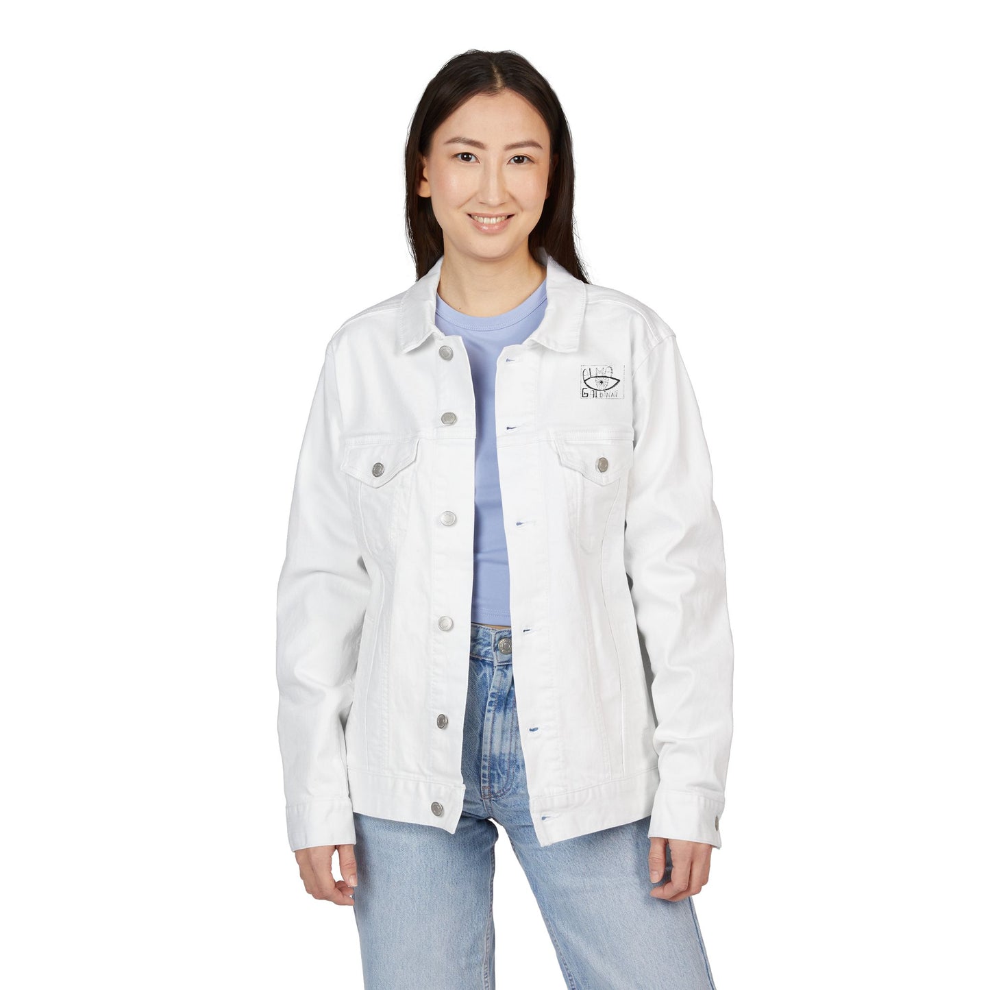 Chic Unisex Embroidered Denim Jacket, Customizable Outerwear, Casual Fashion, Gift for Her, Art-Inspired Apparel