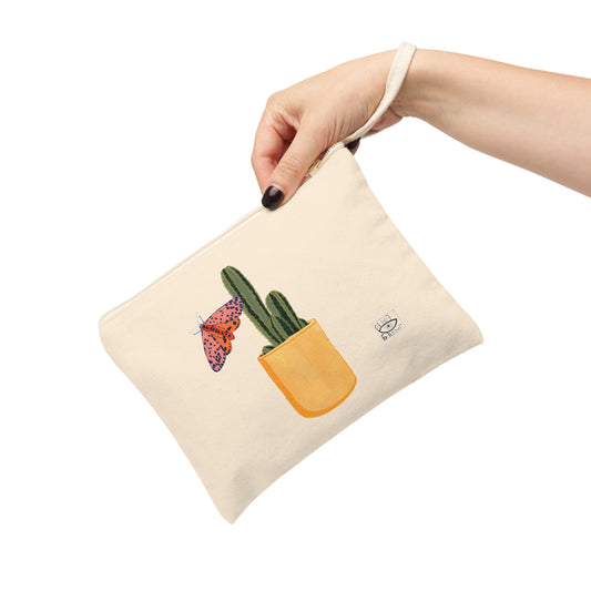Butterfly & Cactus Accessory Zipper Pouch - Vibrant Organizing Solution for Nature Lovers