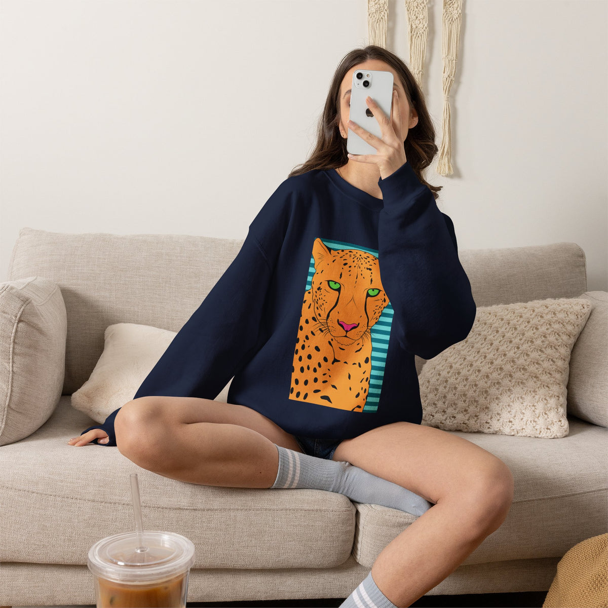 Bright leopard Unisex Heavy Blend™ Crewneck Sweatshirt
