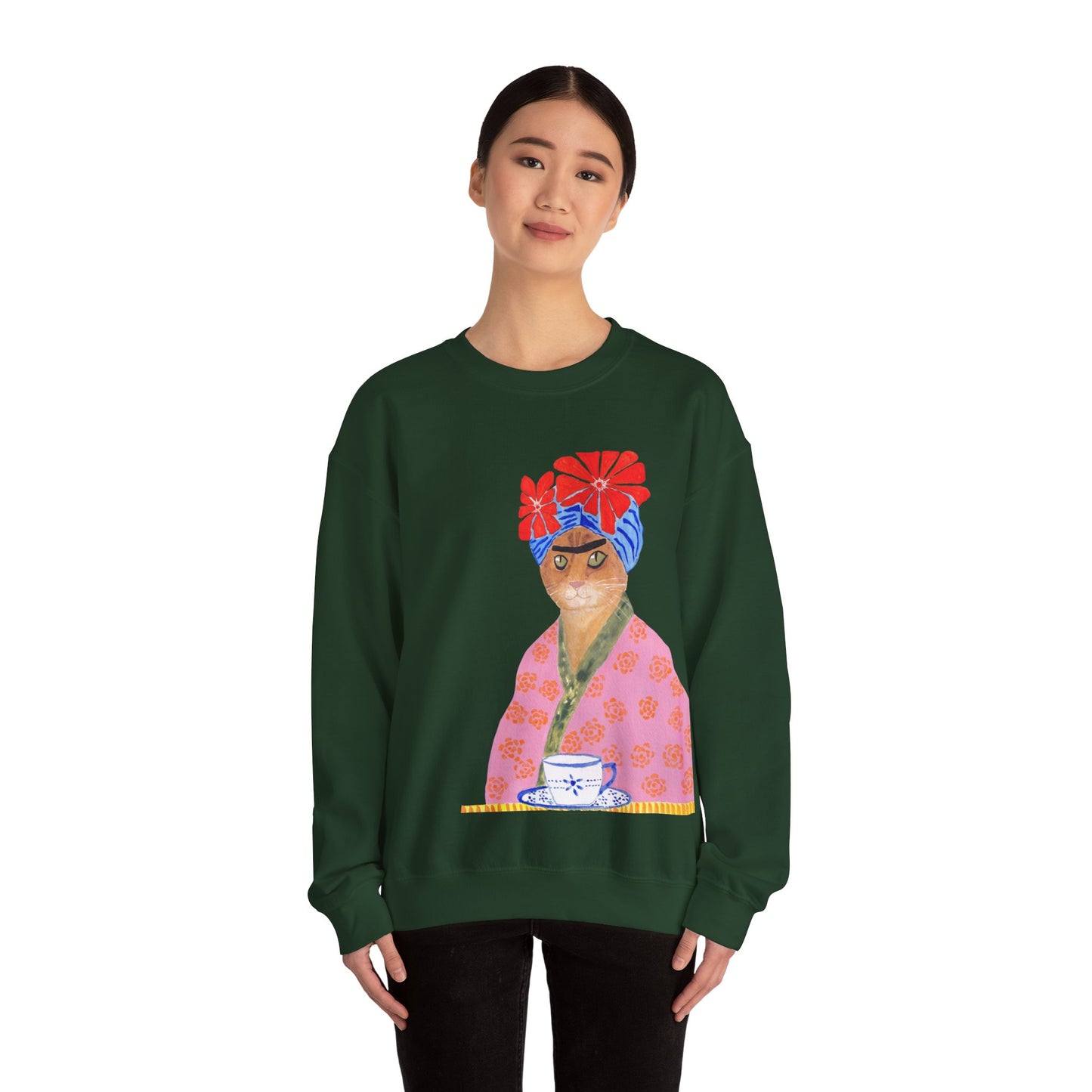 Frida Cat Unisex Heavy Blend™ Crewneck Sweatshirt