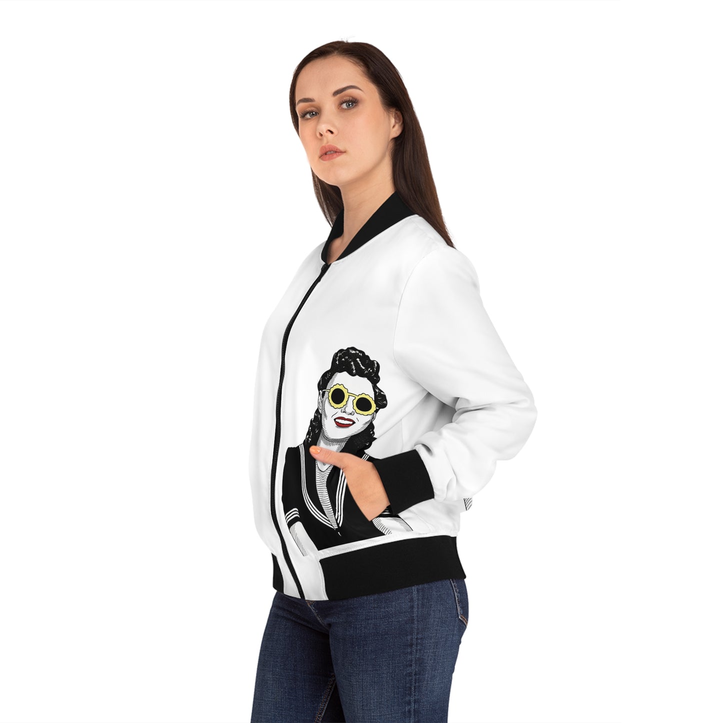 Retro lady Women's Bomber Jacket (AOP)