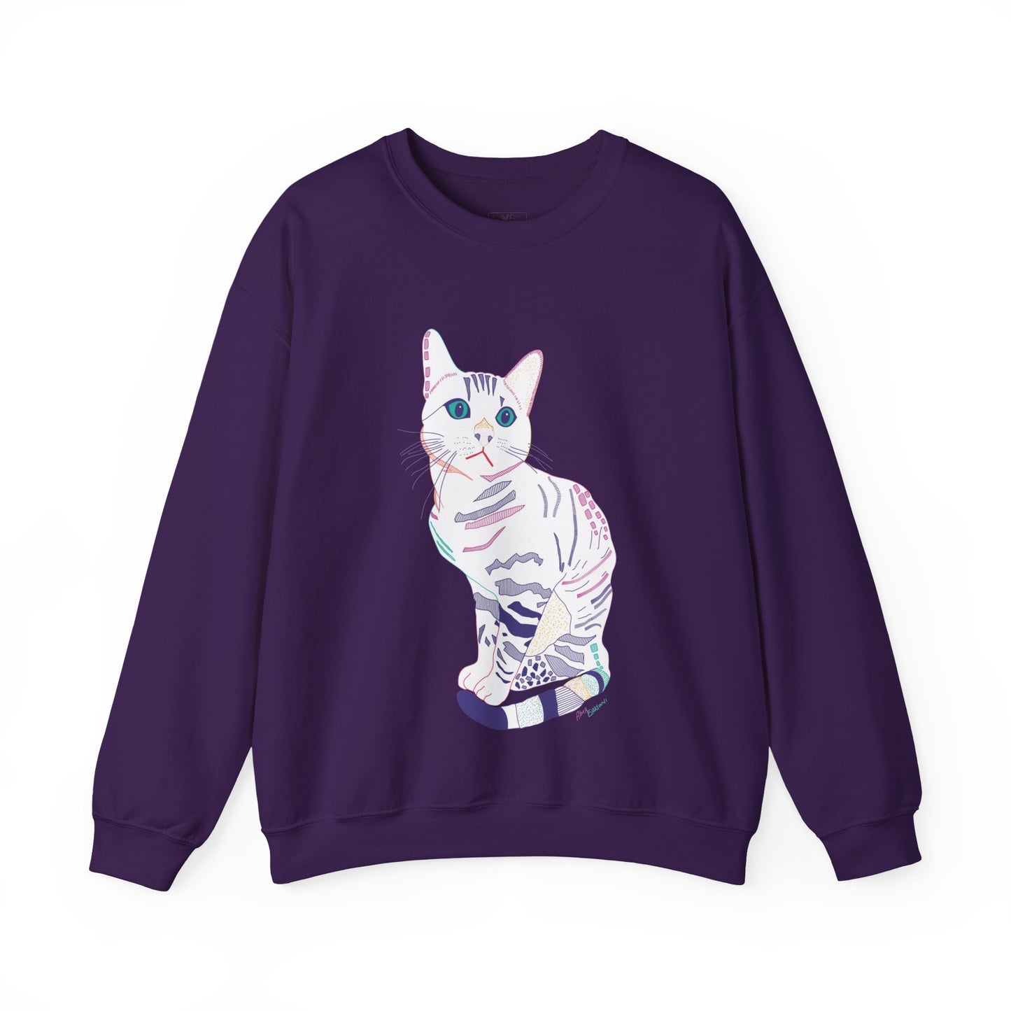 Cat Lover Sweatshirt, Cozy Cat  white Design, Cute Gift for Cat Owners, Unisex Crewneck, Pet Lover Apparel, Perfect for Everyday Comfort