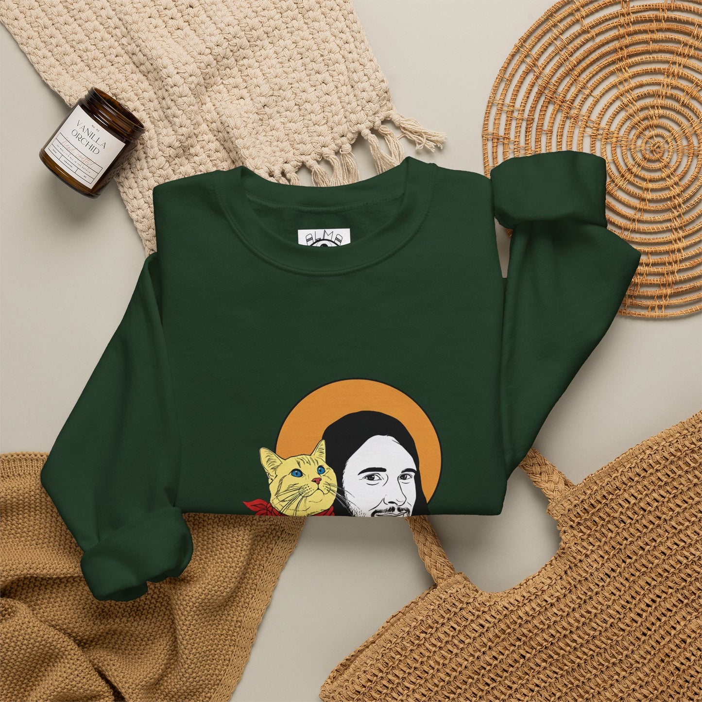 Jesus and cat Unisex Heavy Blend™ Crewneck Sweatshirt