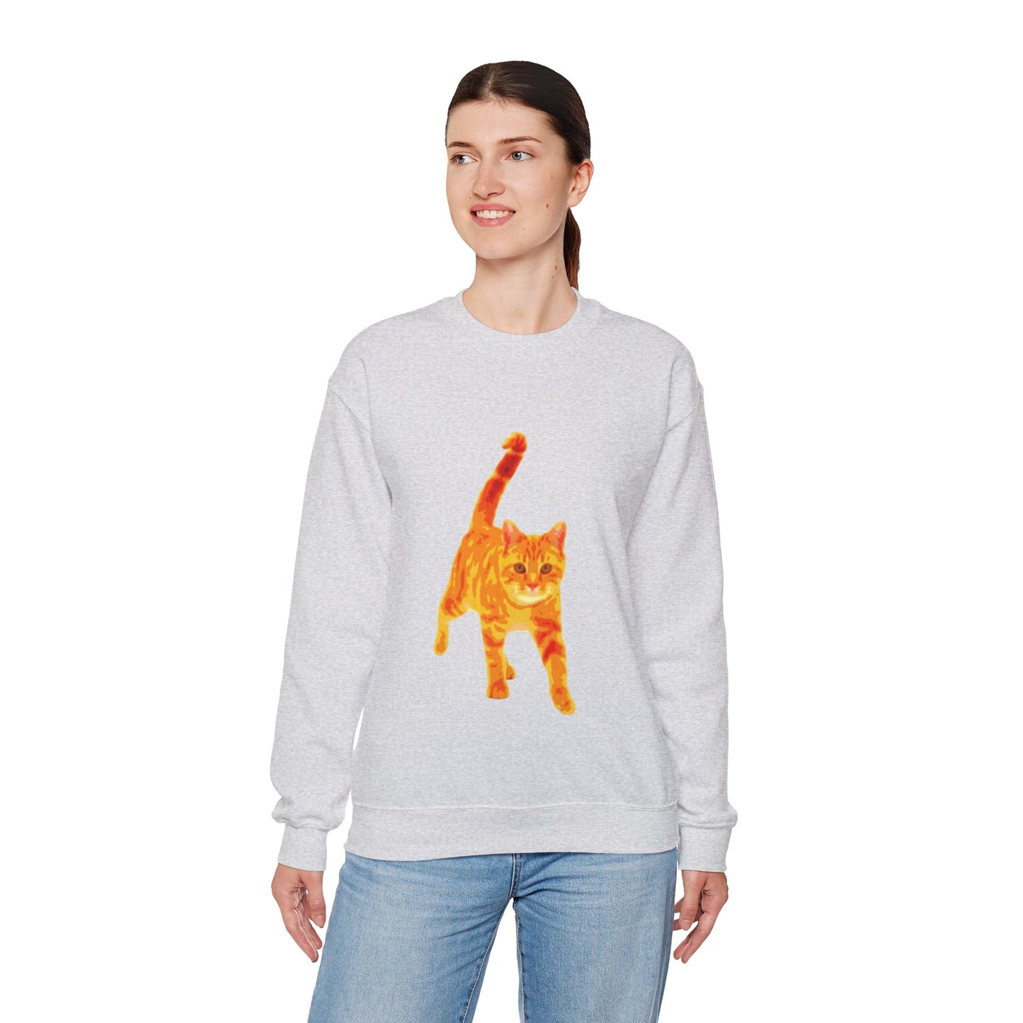 Cat Lover's Cozy Crewneck Sweatshirt - Perfect Gift for Pet Owners, Animal Lovers, Casual Wear, Birthdays, Cat-Themed Apparel