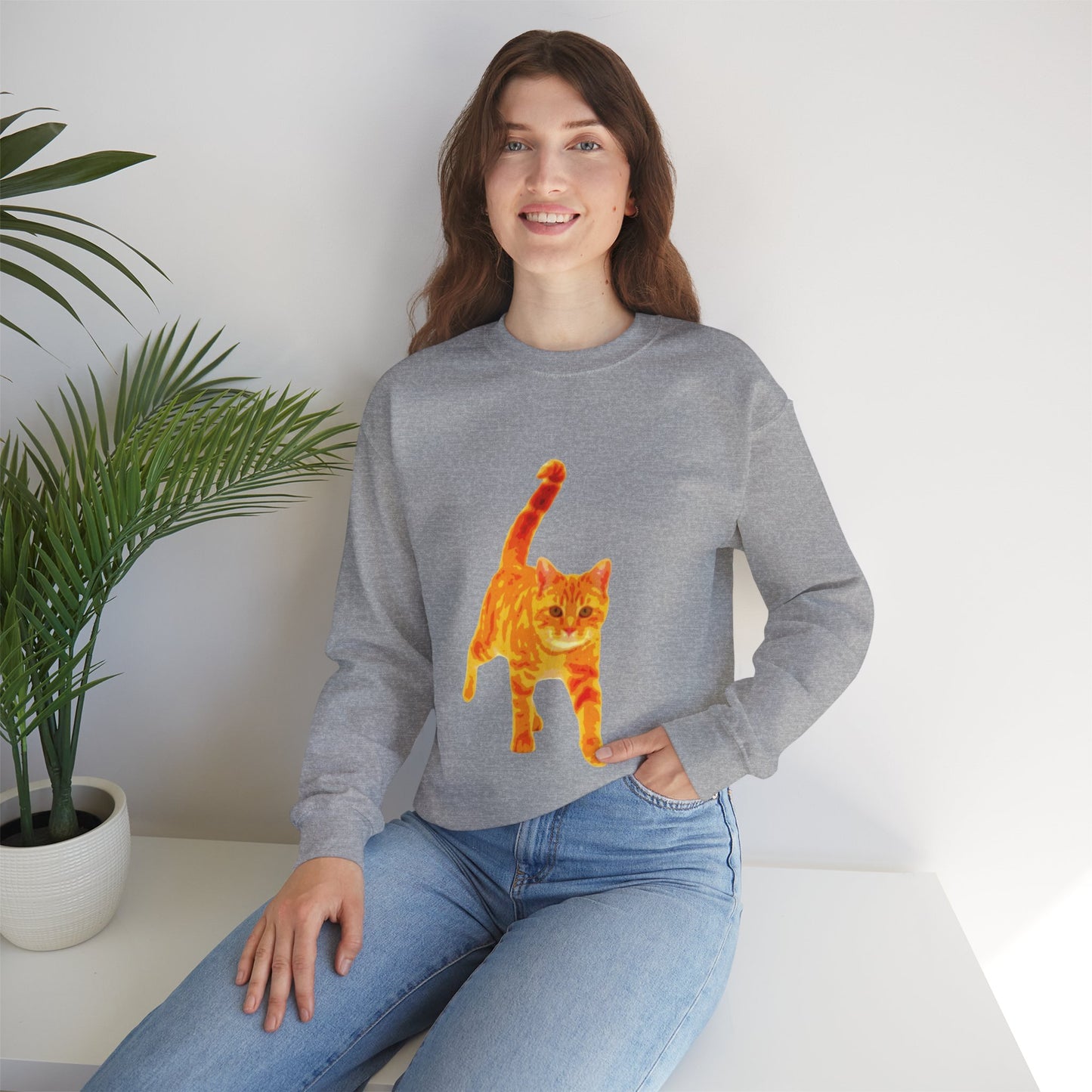 Cat Lover's Cozy Crewneck Sweatshirt - Perfect Gift for Pet Owners, Animal Lovers, Casual Wear, Birthdays, Cat-Themed Apparel