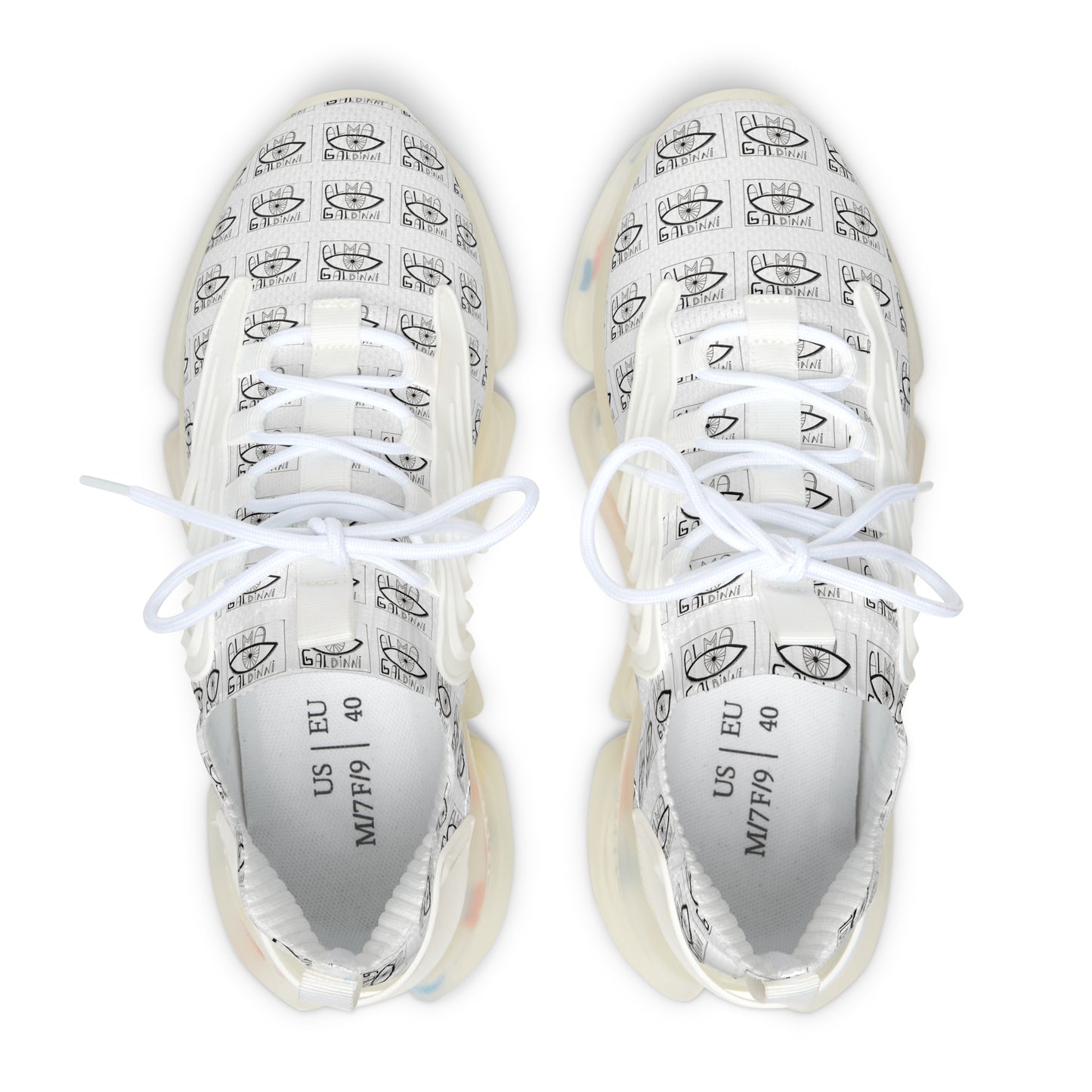 Mesh Sneakers — White Graphic Alma Galdinni logo Pattern Women's Athletic Shoes