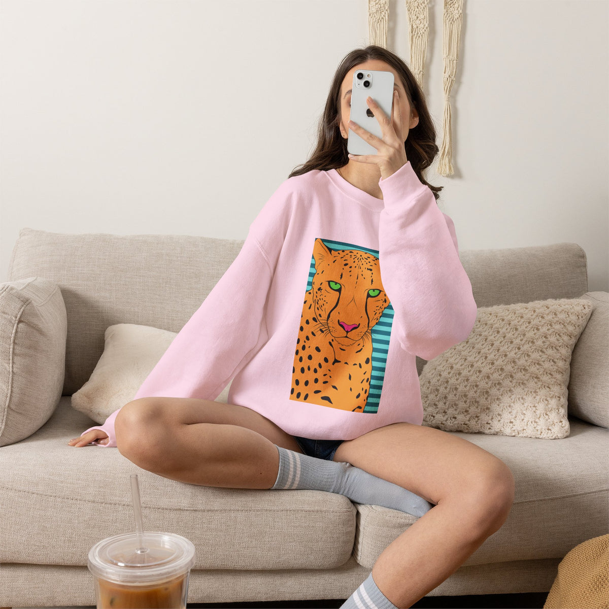 Bright leopard Unisex Heavy Blend™ Crewneck Sweatshirt