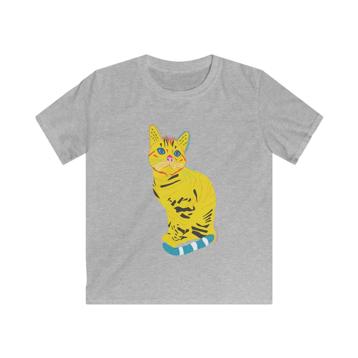 Kids Tee - Colorful Pop Art Yellow Cat Graphic