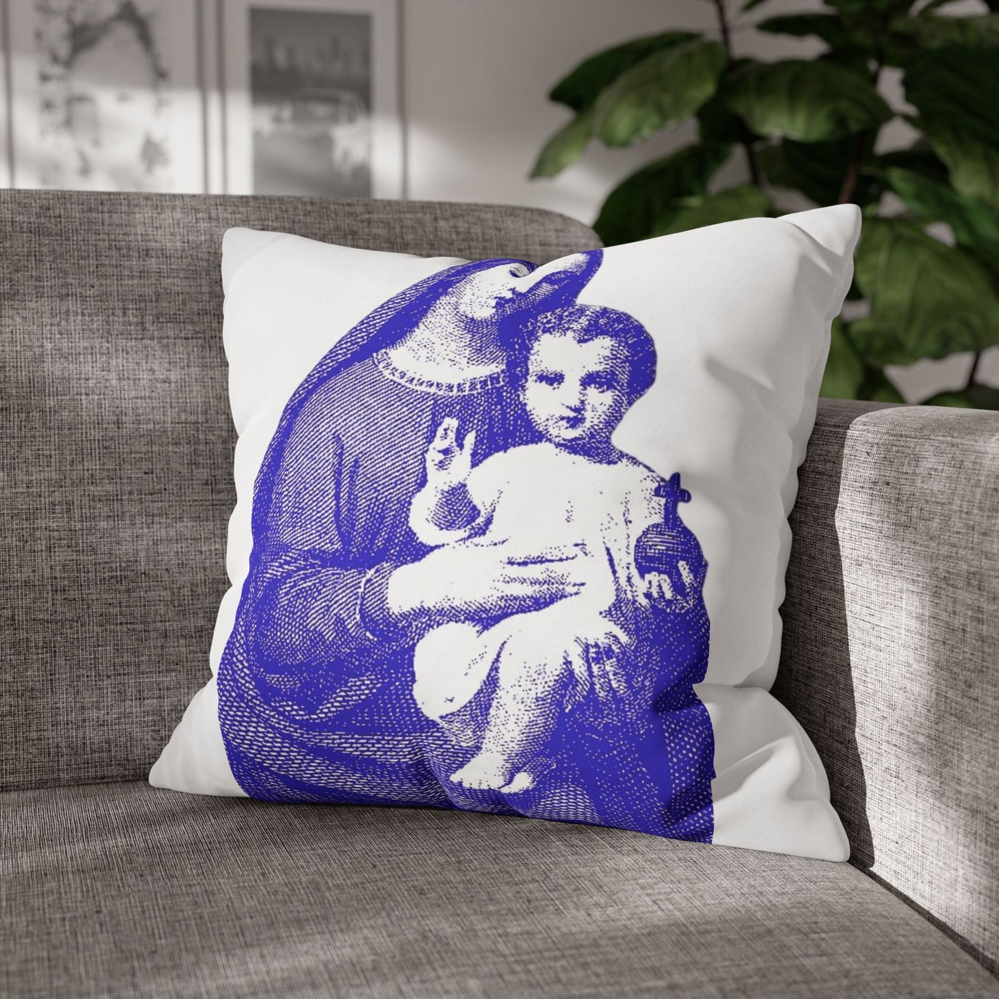 Saint Mary Square Poly Canvas Pillowcase