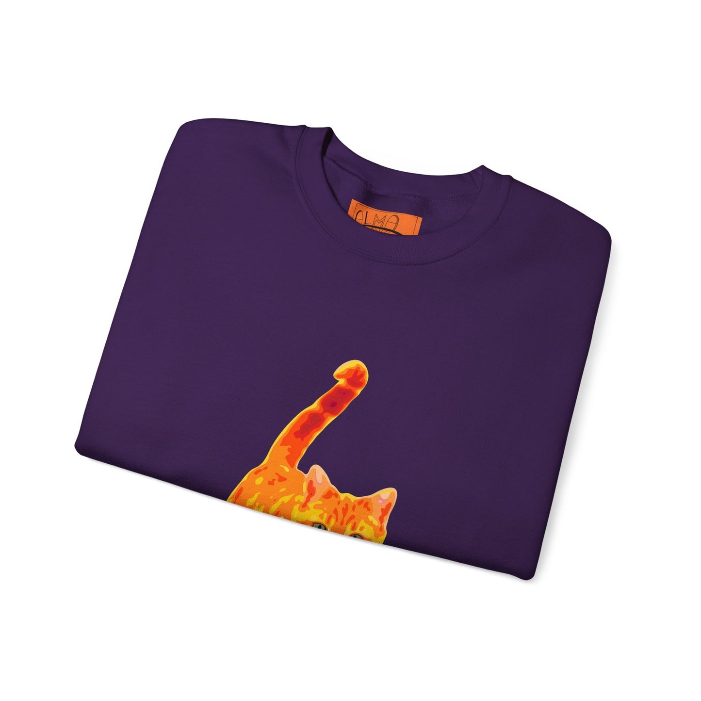 Cat Crewneck Sweatshirt — Orange Tabby Walking Graphic