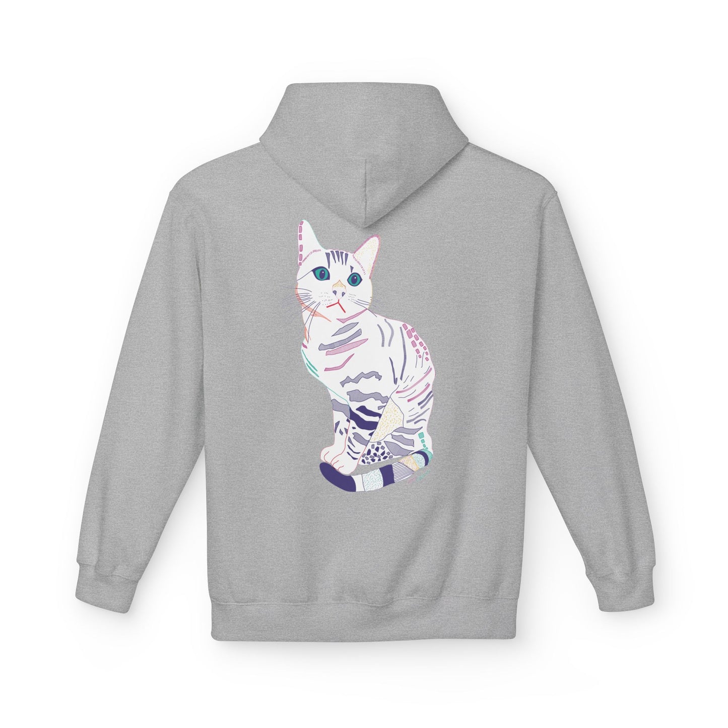 White Cat Hoodie – Pastel Striped Kitten Pullover