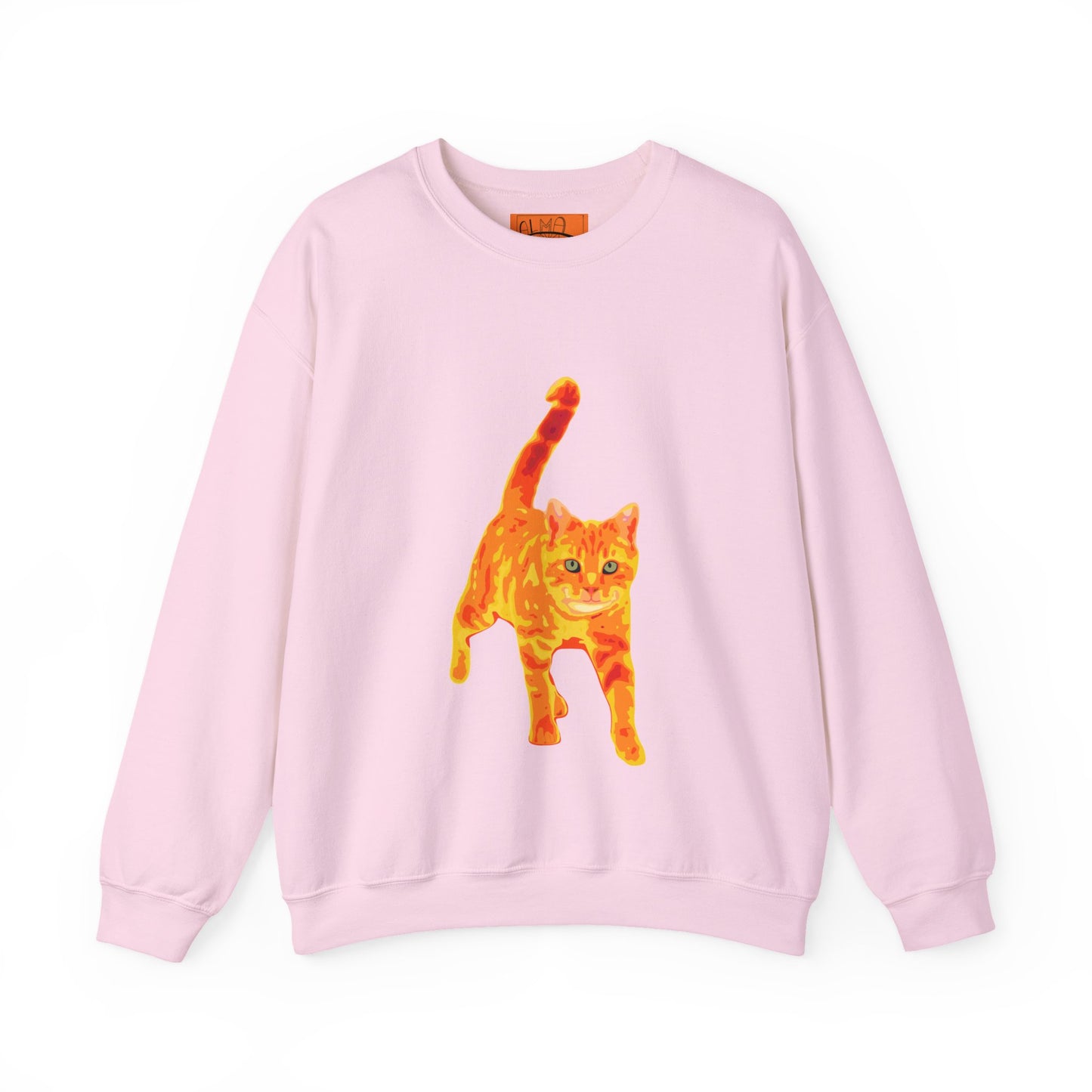 Cat Crewneck Sweatshirt — Orange Tabby Walking Graphic