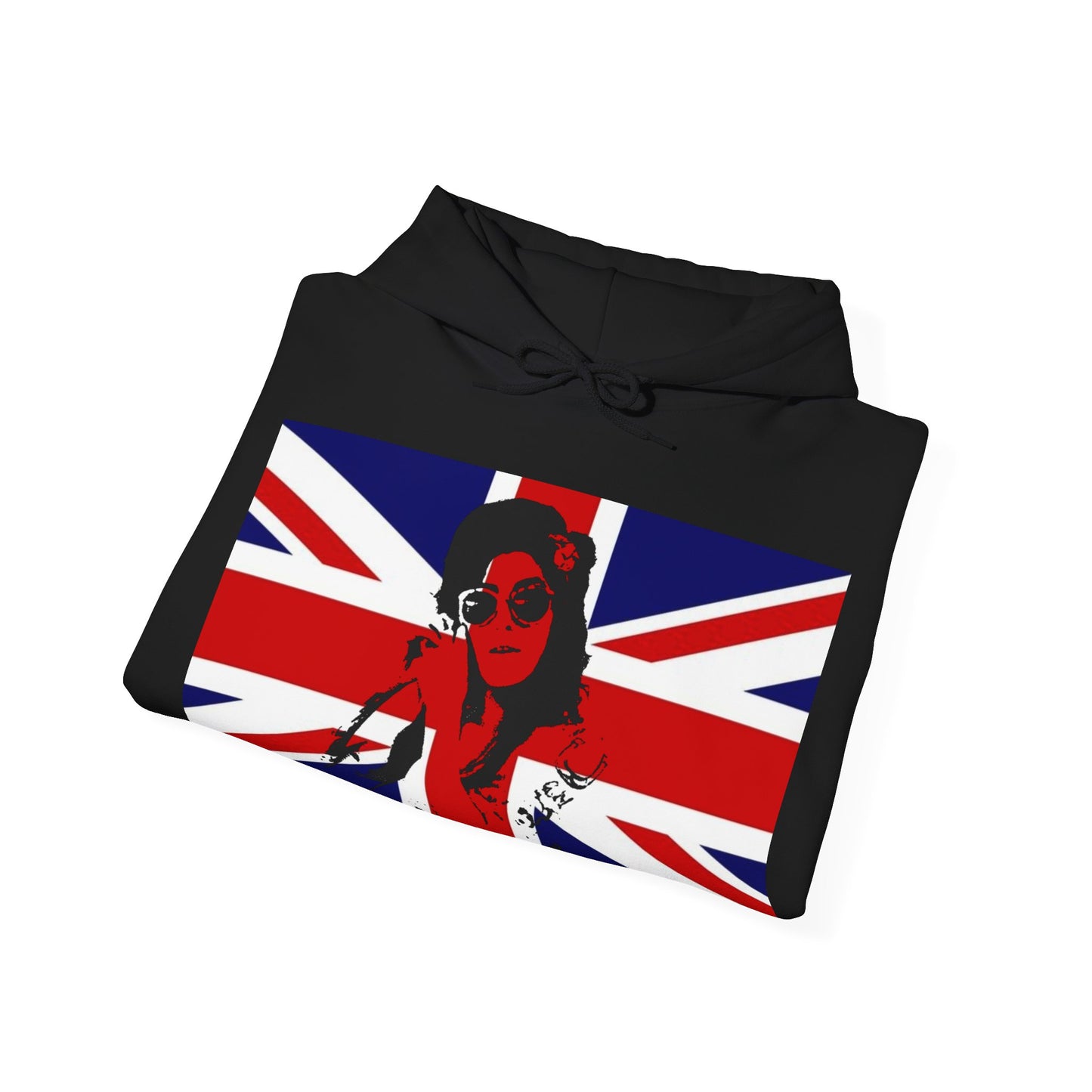 Amy Winehouse Union Jack Retro Hoodie | Vintage British Sweatshirt, Cozy Gift for Music Lovers, Perfect for Festivals and Casual Wear