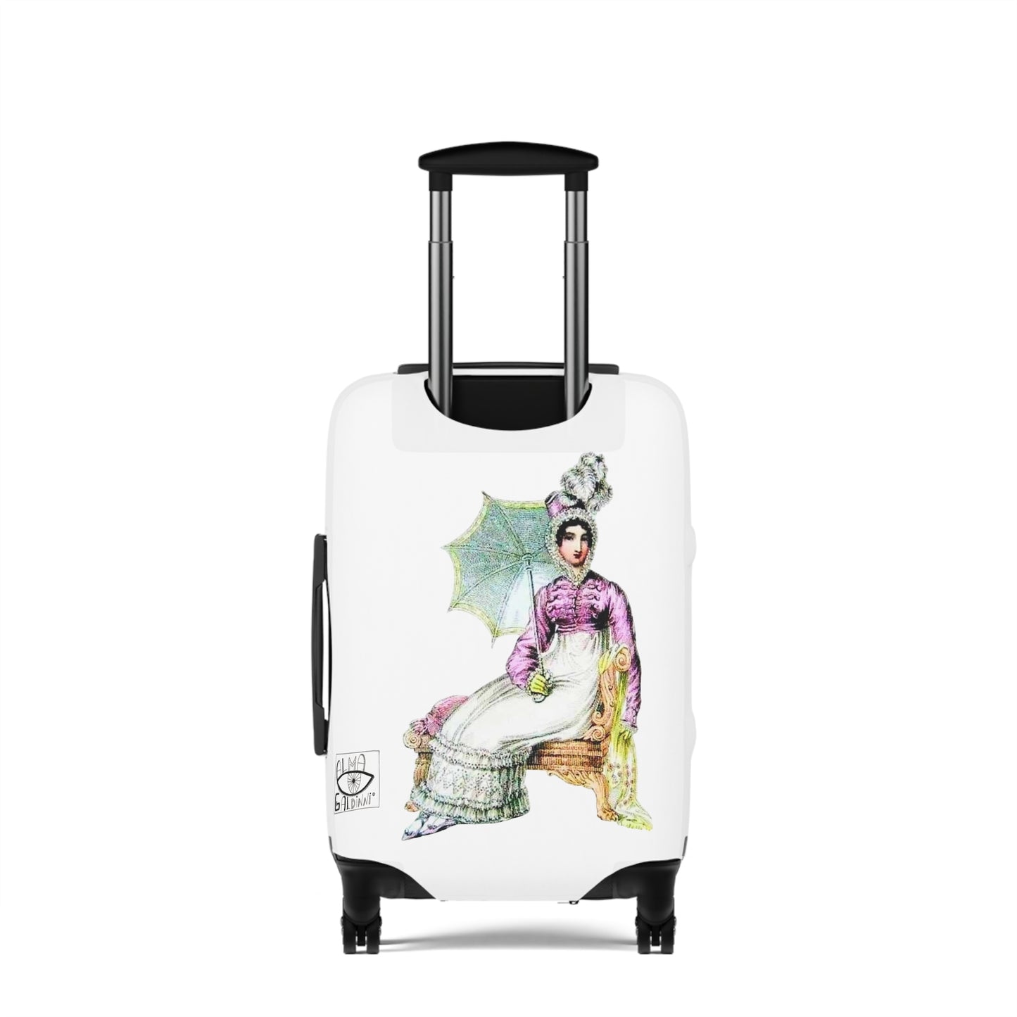 Jane Austen Inspired Illustration Luggage Cover - Stylish Travel Accessory, Perfect for Wanderlust, Unique Gift, Vacation Ready, Luggage Protector