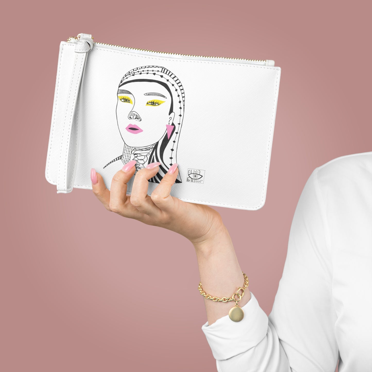 Chic Illustrated Clutch Bag - Stylish Accessory for Fashion Lovers