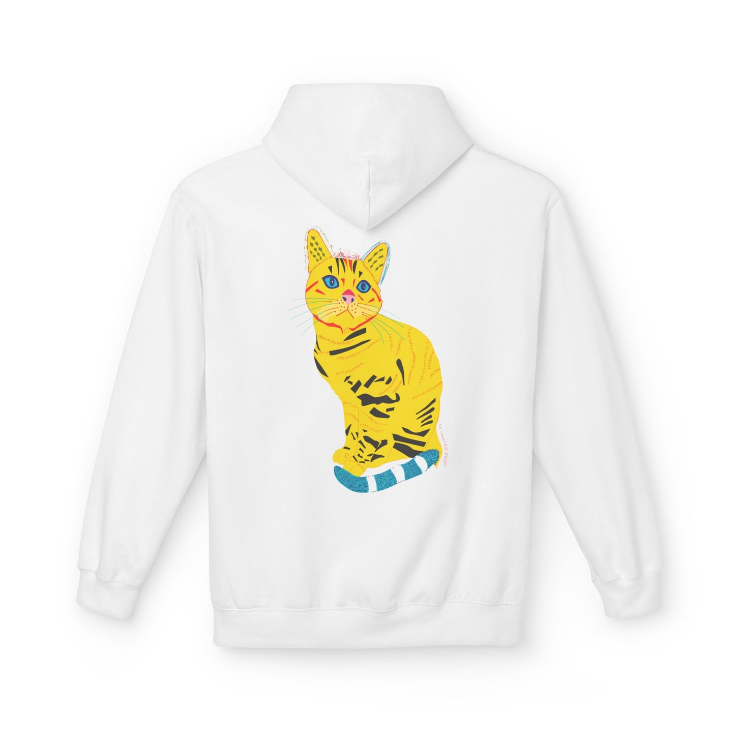 Yellow  Cat Hoodie — Vibrant  Cat Graphic Pullover