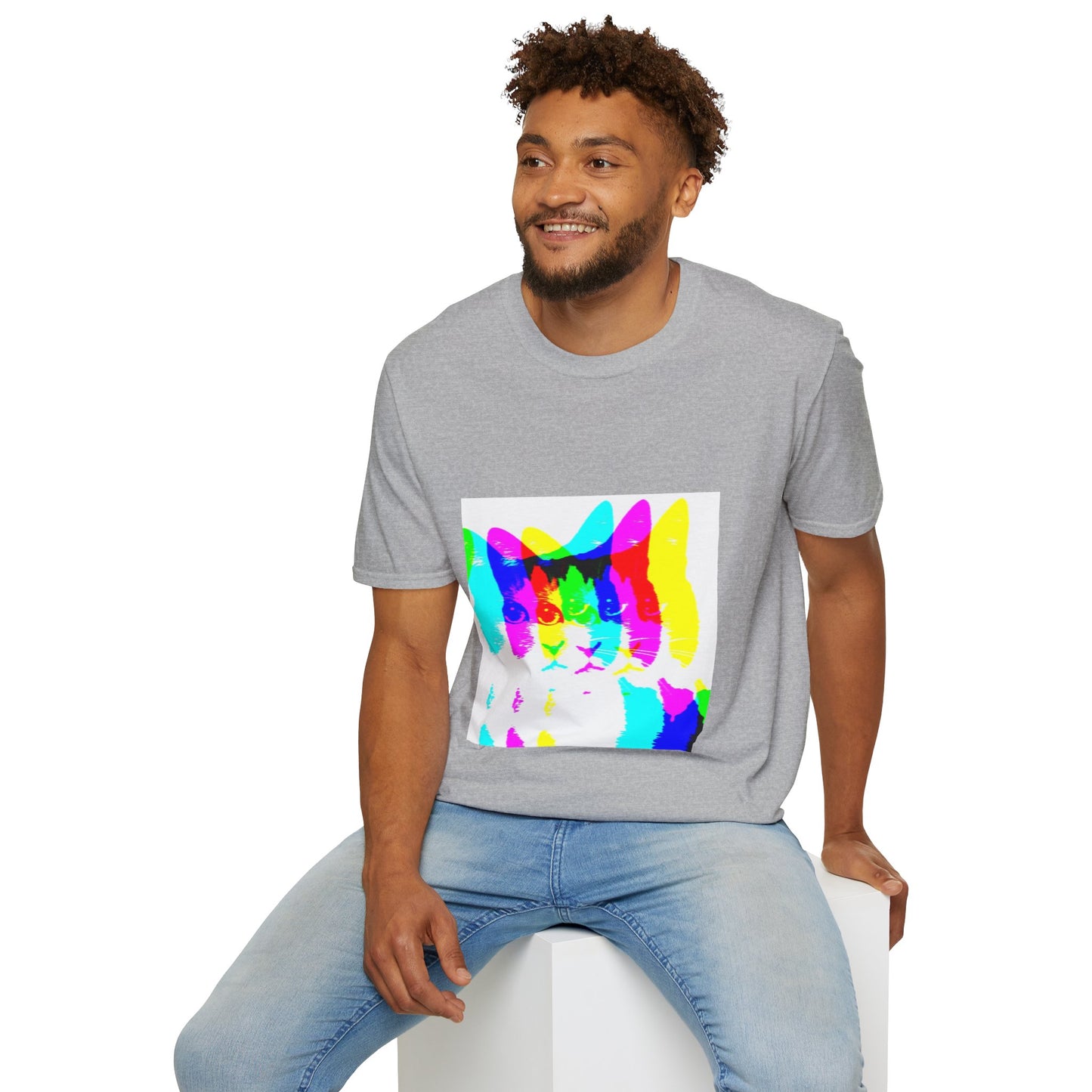 Neon Cat Unisex Softstyle T-Shirt
