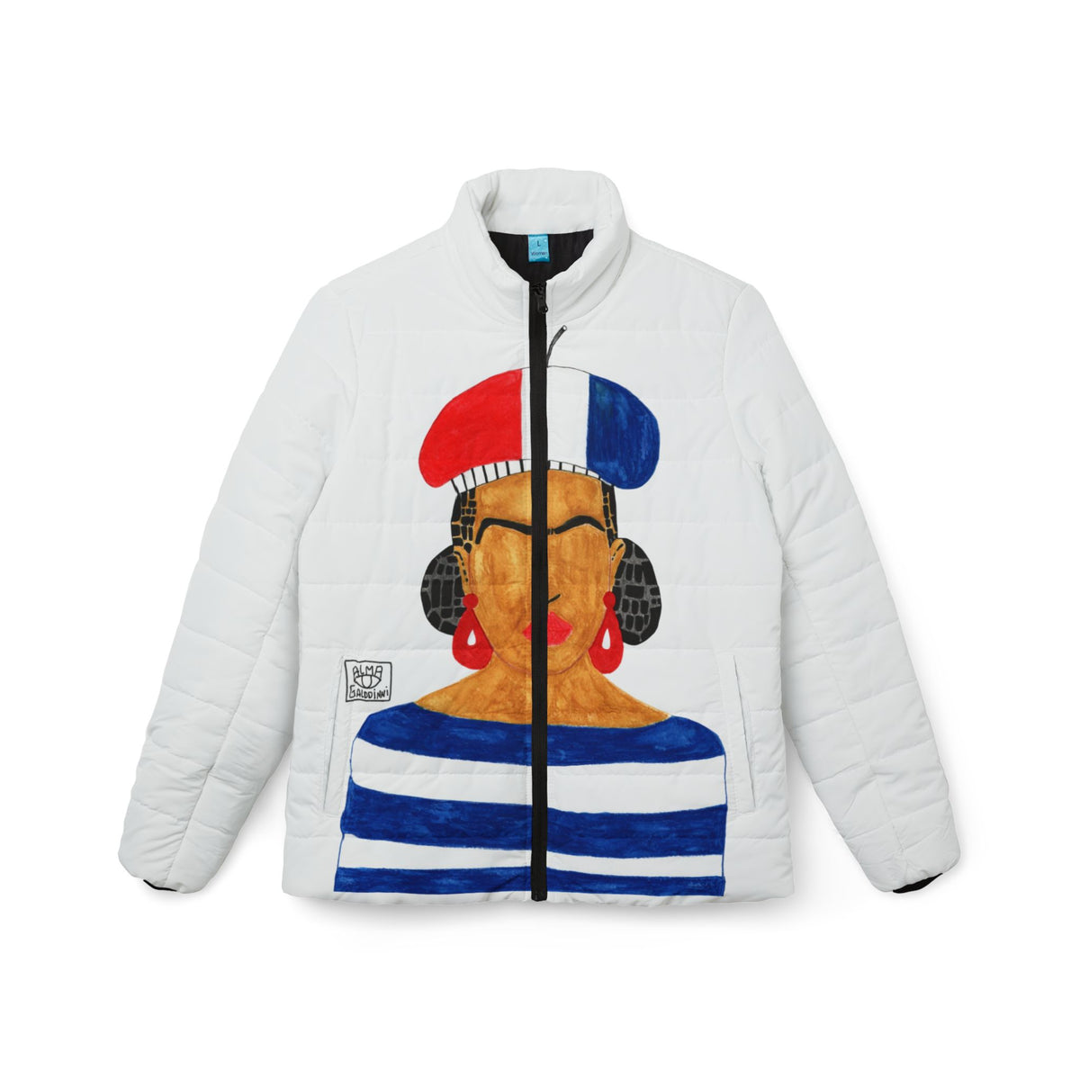 Frida In Paris Puffer Jacket with Artful Design – Celebrating Diversity and Empowerment