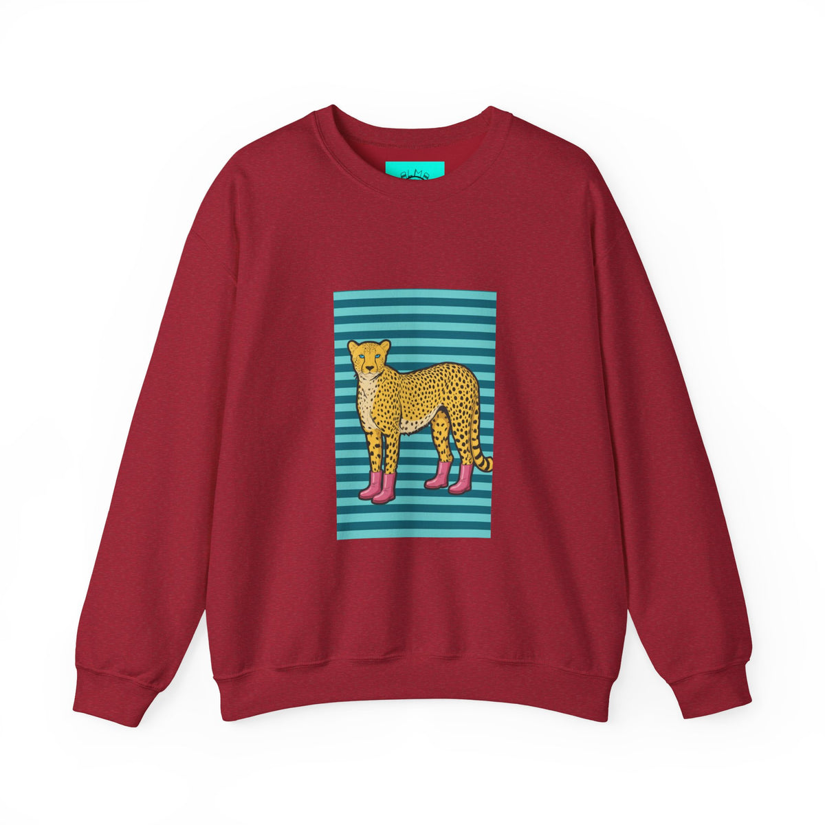 Cheetah in pink boots Unisex Heavy Blend™ Crewneck Sweatshirt