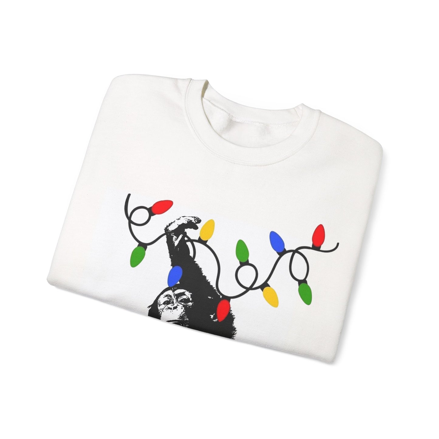 Playful Monkey Christmas Sweatshirt, Unisex Crewneck, Animal Lover Gift, Fun Cozy Apparel, Christmas Warmth, Unique Casual Wear