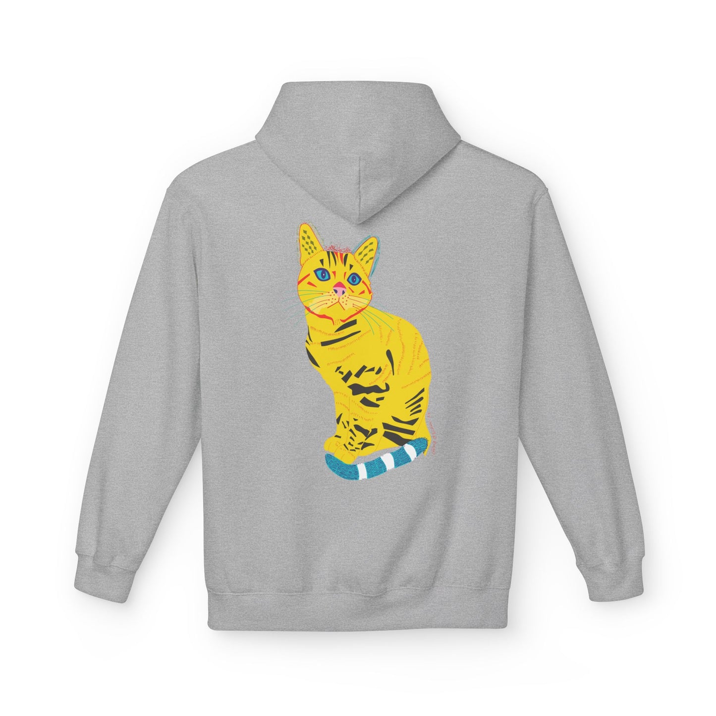 Yellow  Cat Hoodie — Vibrant  Cat Graphic Pullover