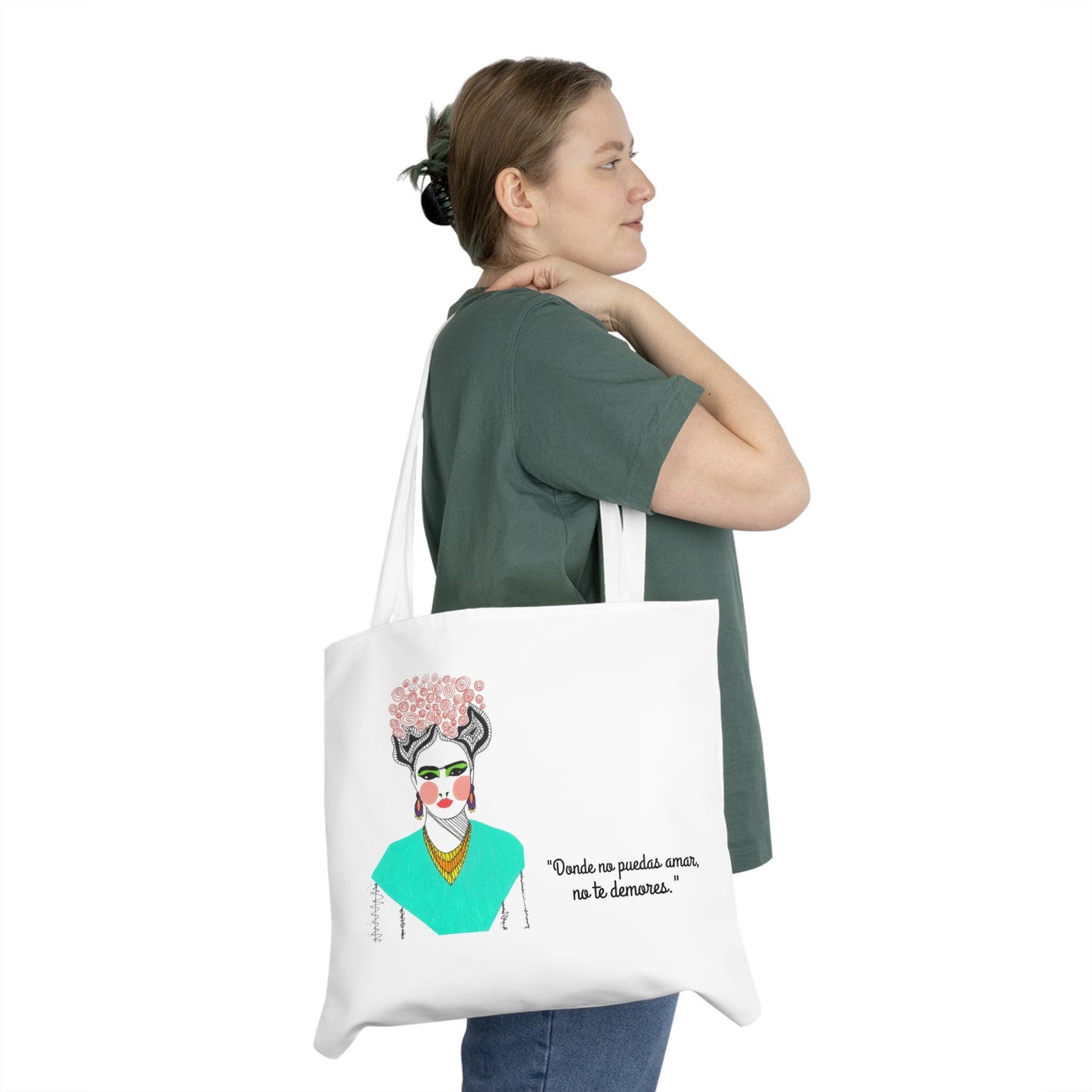 Frida Kahlo Shoulder Tote Bag, Artistic Canvas Bag, Eco-Friendly Tote, Inspirational Gift, Unique Woman's Bag