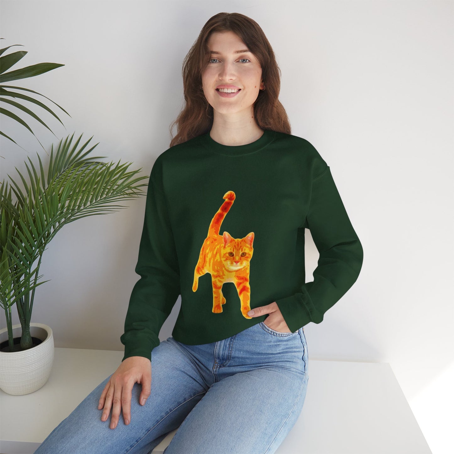 Cat Lover's Cozy Crewneck Sweatshirt - Perfect Gift for Pet Owners, Animal Lovers, Casual Wear, Birthdays, Cat-Themed Apparel